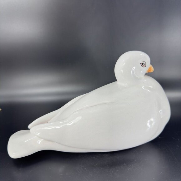 Vintage Italian Art Pottery Ruffled Fluffy Dove Large Hand Painted Pigeon Bird - Picture 11 of 15